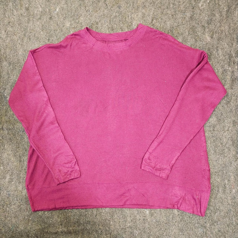 Lucky Brand Pink Burgundy Crewneck Sweatshirt Womens Medium Drop Shoulder
